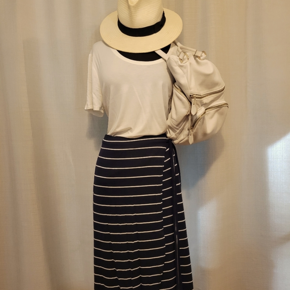 Max Studio Nautical Stripe Wrap Skirt XL